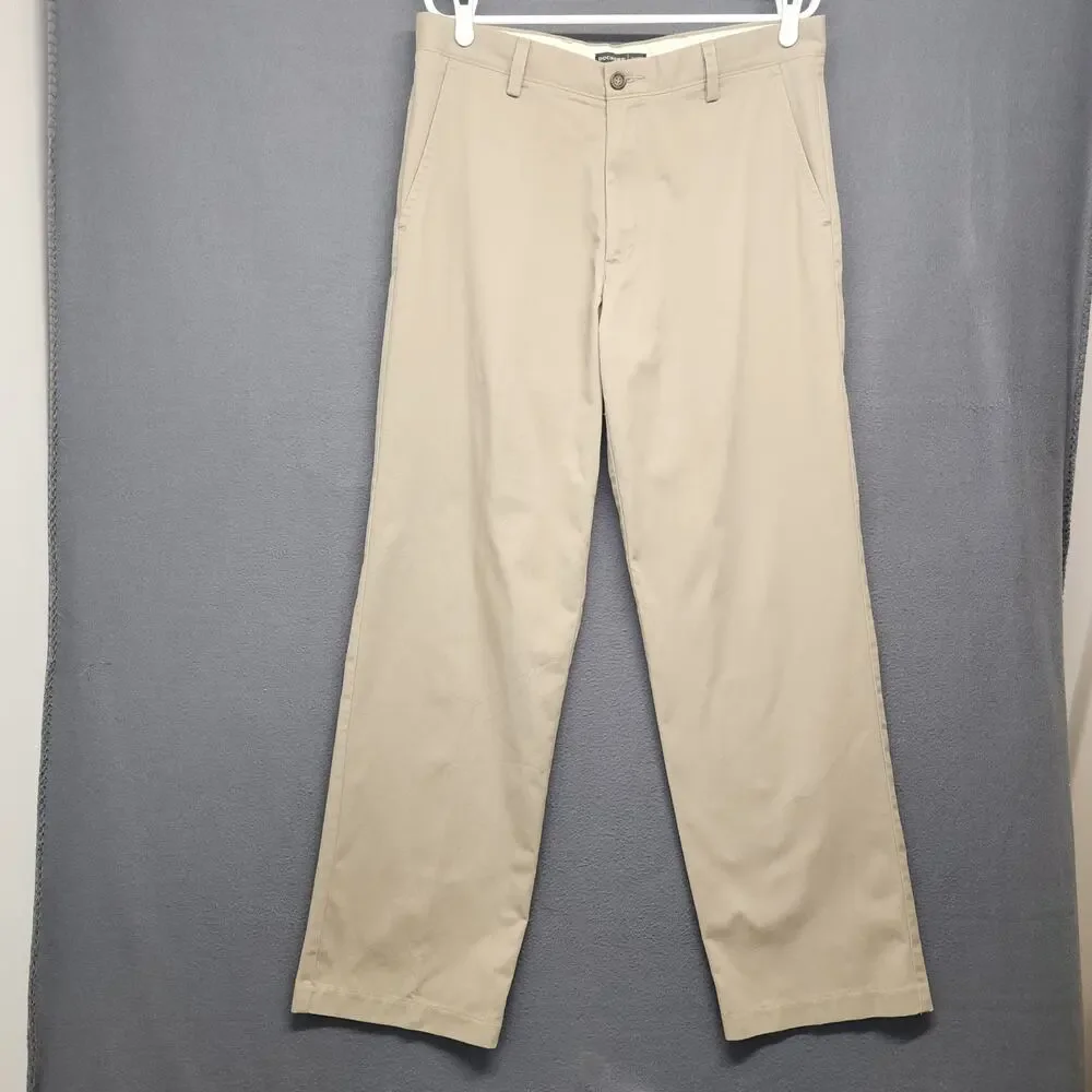 Dockers Classic Fit Khaki Pants Mens 34x32 Beige Flat Front Casual Chinos
